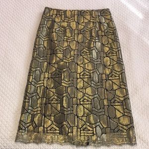 J. Crew Midi metallic gold skirt